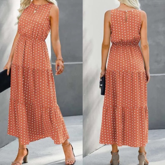 Blue polka dot ruffle hem A line dress - Picture 9 of 11